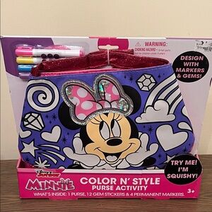 NEW! Disney Junior Minnie Mouse Color N’ Style Purse Activity Set